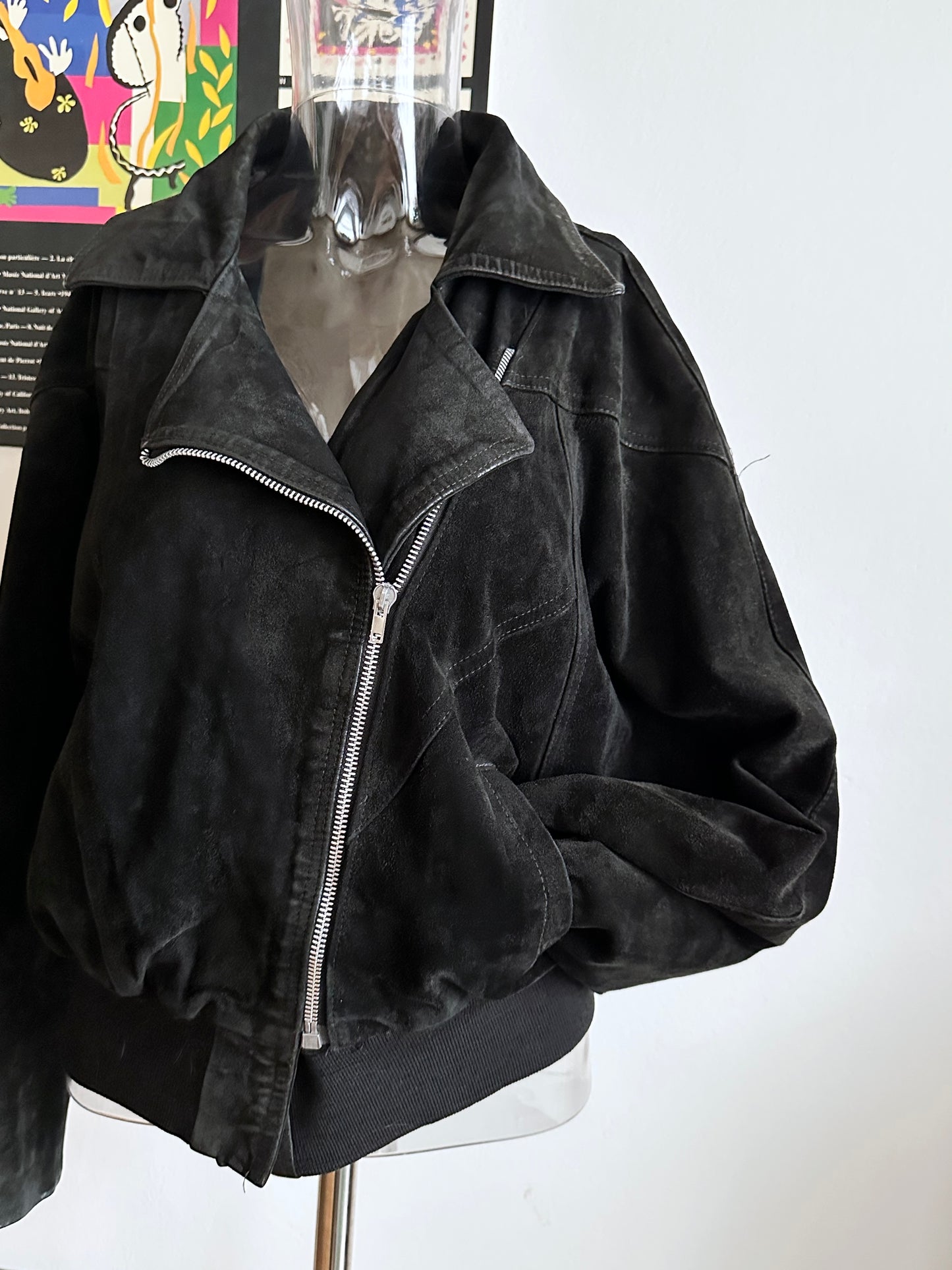 Black suede bikers blouson