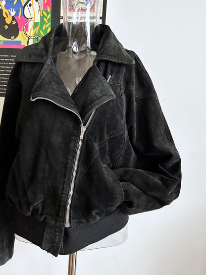 Black suede bikers blouson