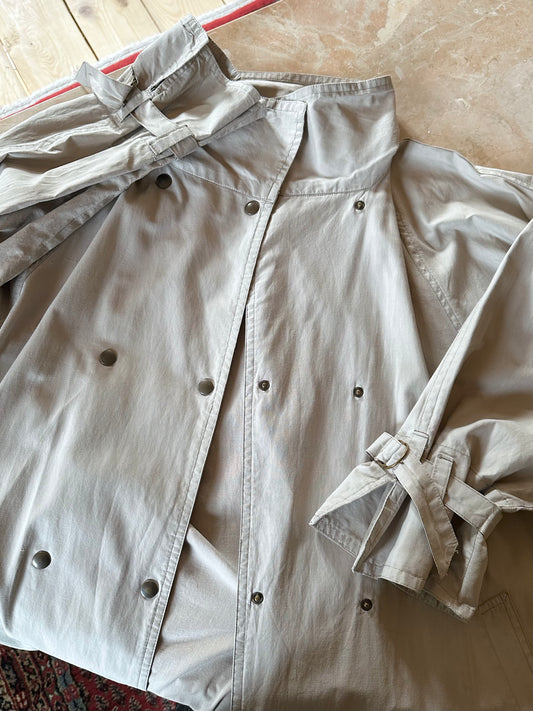 80s France double snap buttons cotton coat