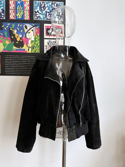 Black suede bikers blouson