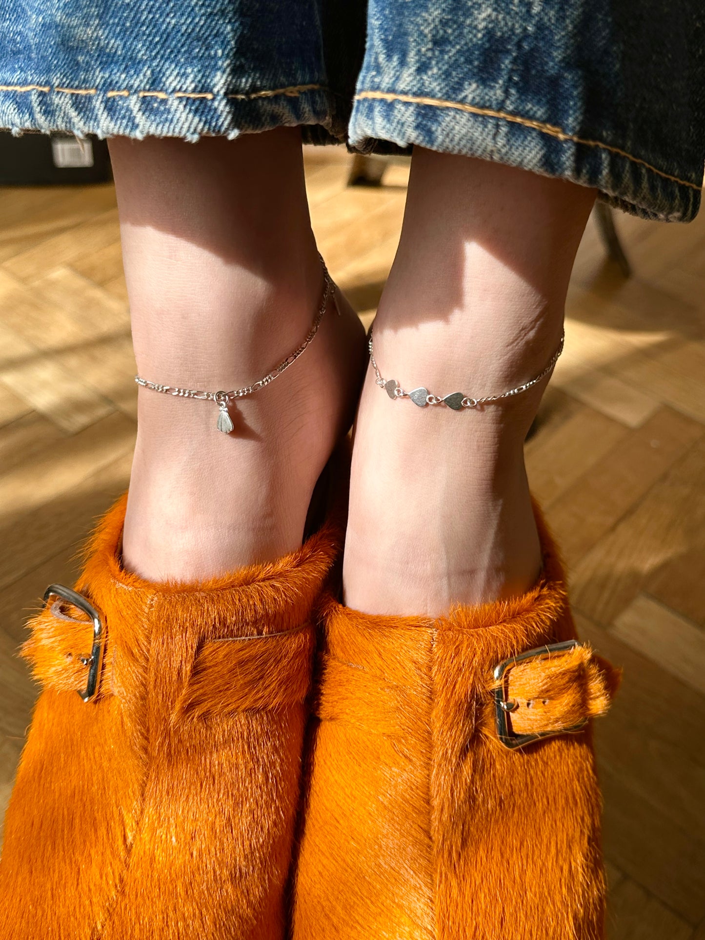 925 silver anklets - heart