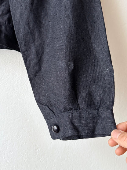 Superb black linen cropped shirt