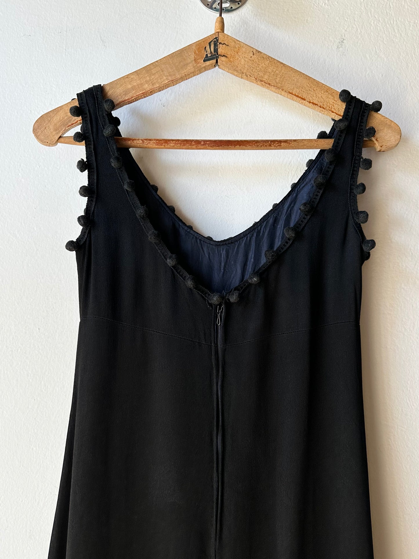 Vintage pom-poms black dress