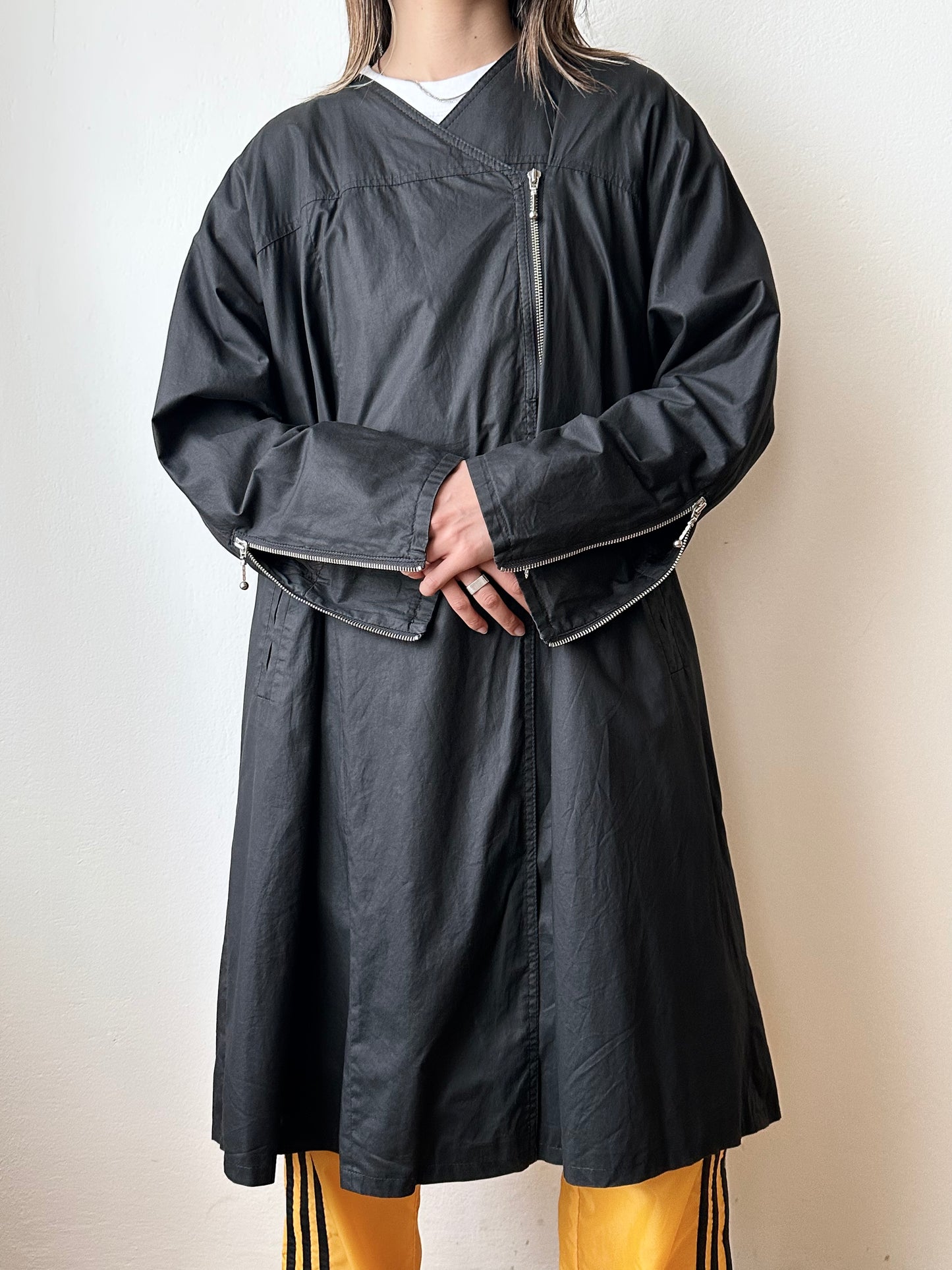 German black zip coat