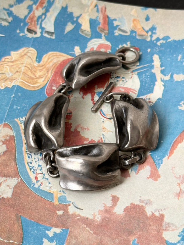 Scandinavian organic pewter bracelet