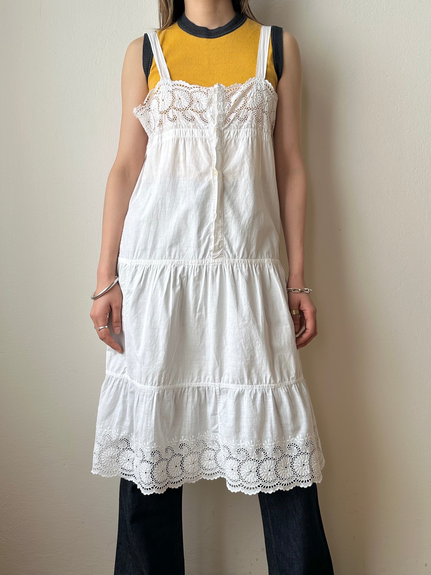 Antique cotton lace cami dress