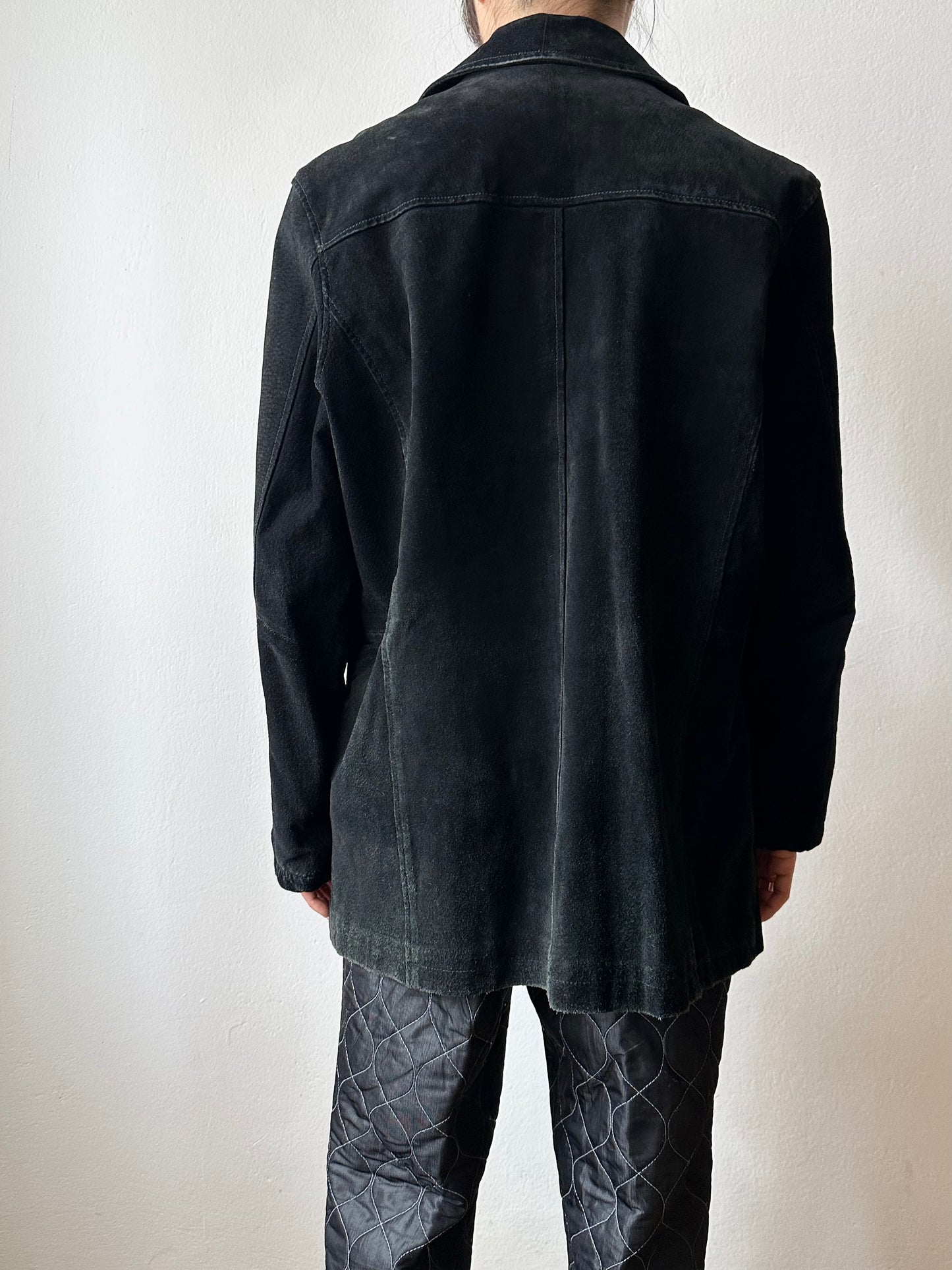 Black suede zip shirt jacket