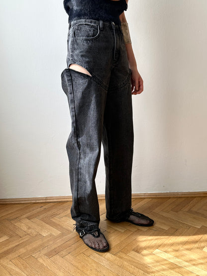 Thigh slash black denim W26