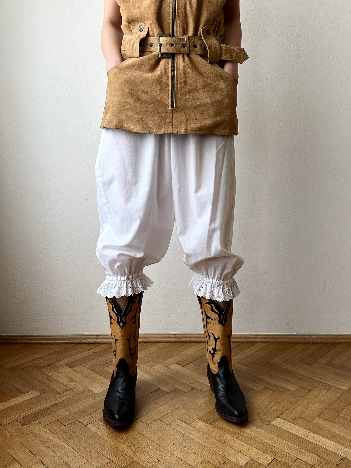 Nubuck leather belted vest