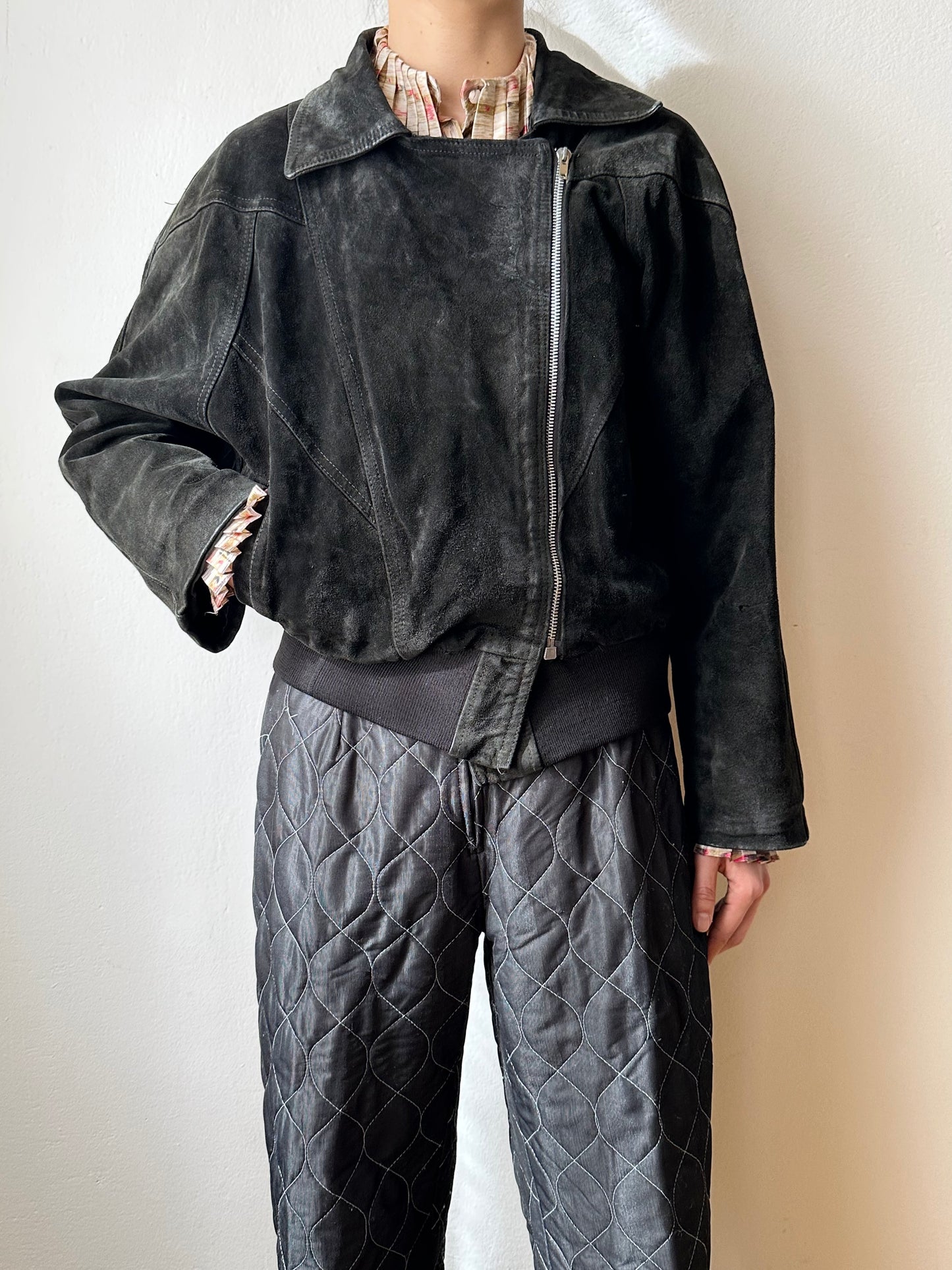 Black suede bikers blouson