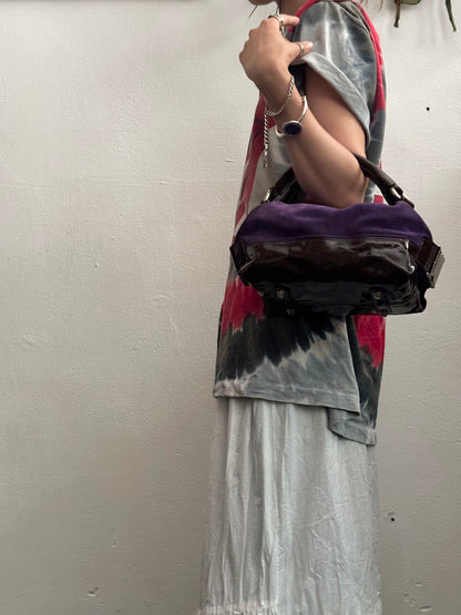 Italy suede vinyl hand bag