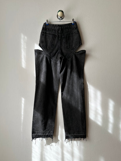 Thigh slash black denim W26