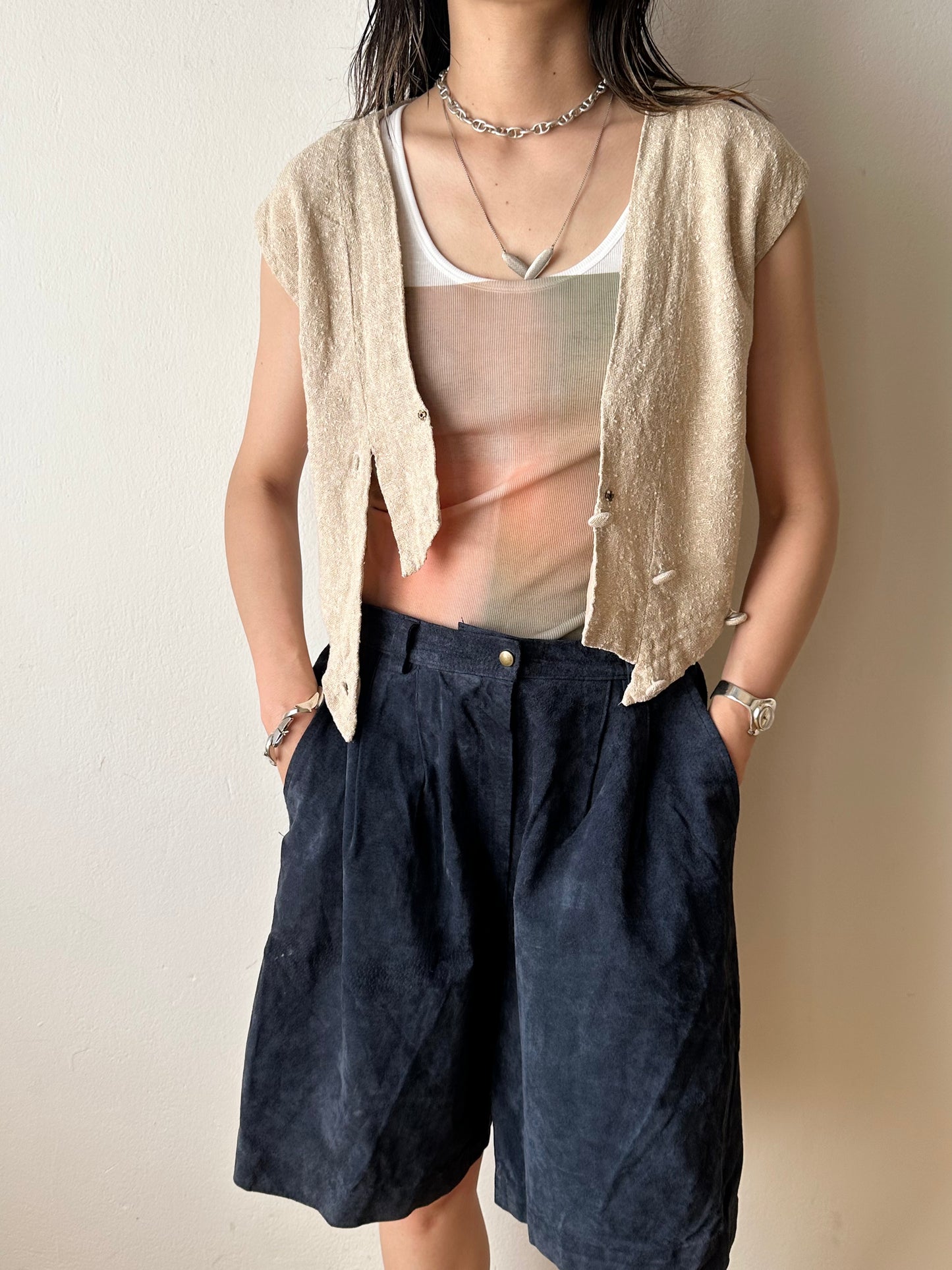 Vintage Italy handwoven linen vest