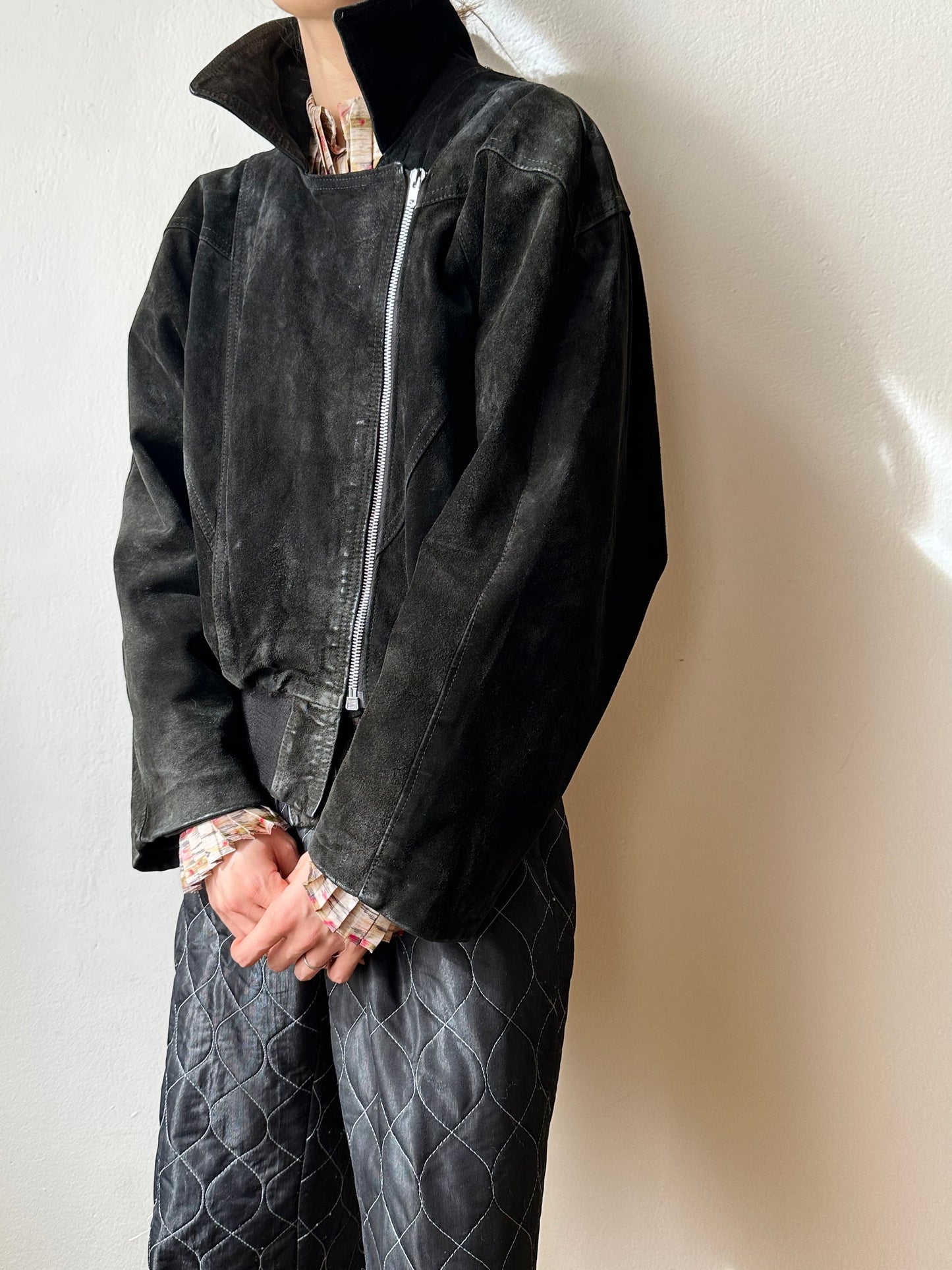 Black suede bikers blouson