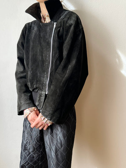 Black suede bikers blouson