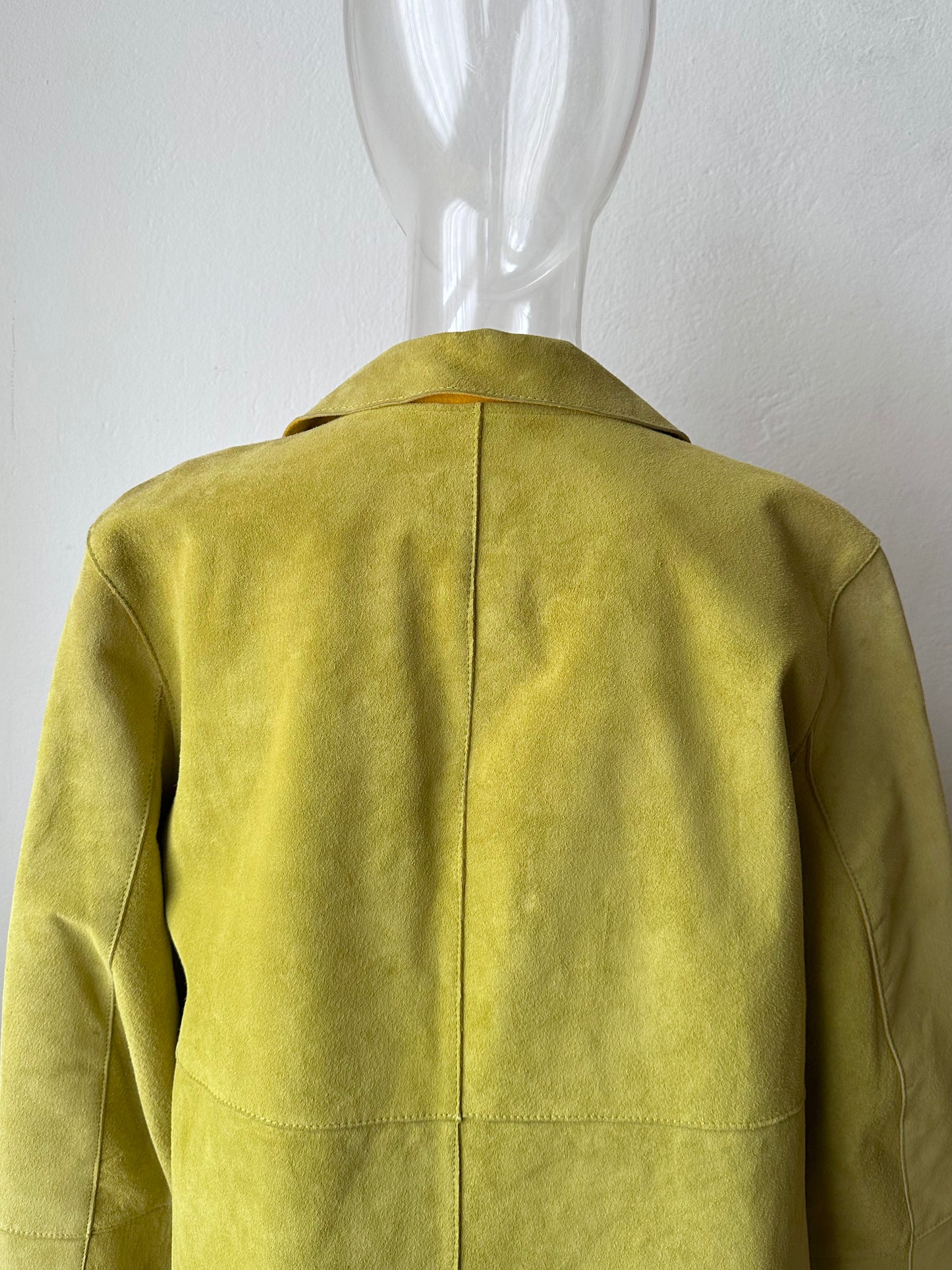 Lamb skin suede coat in Chartreuse