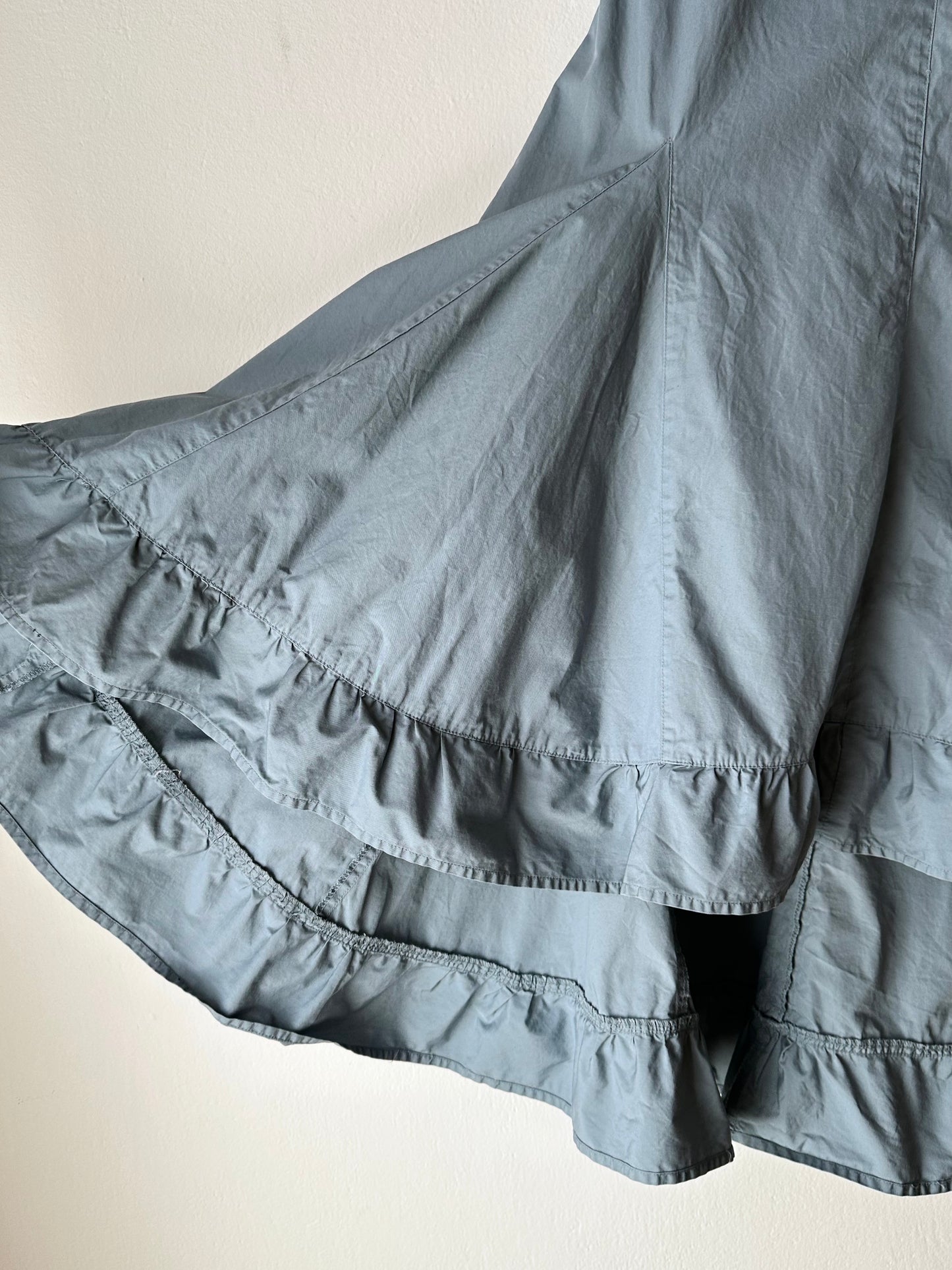 Asymmetrical lace up skirt in cloudy blue W27