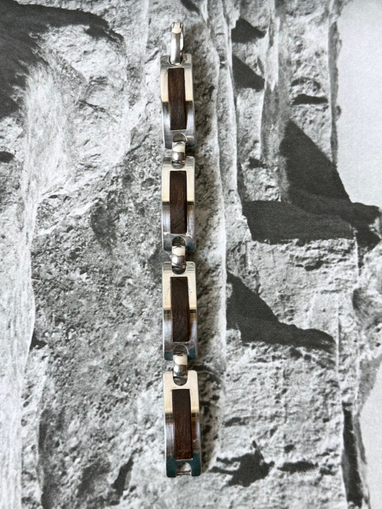 1972s Grossé wood set silver bracelet