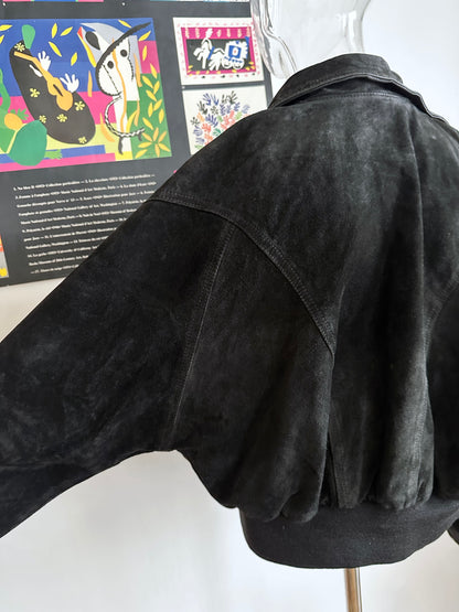 Black suede bikers blouson