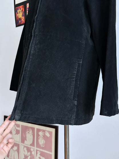 Black suede zip shirt jacket