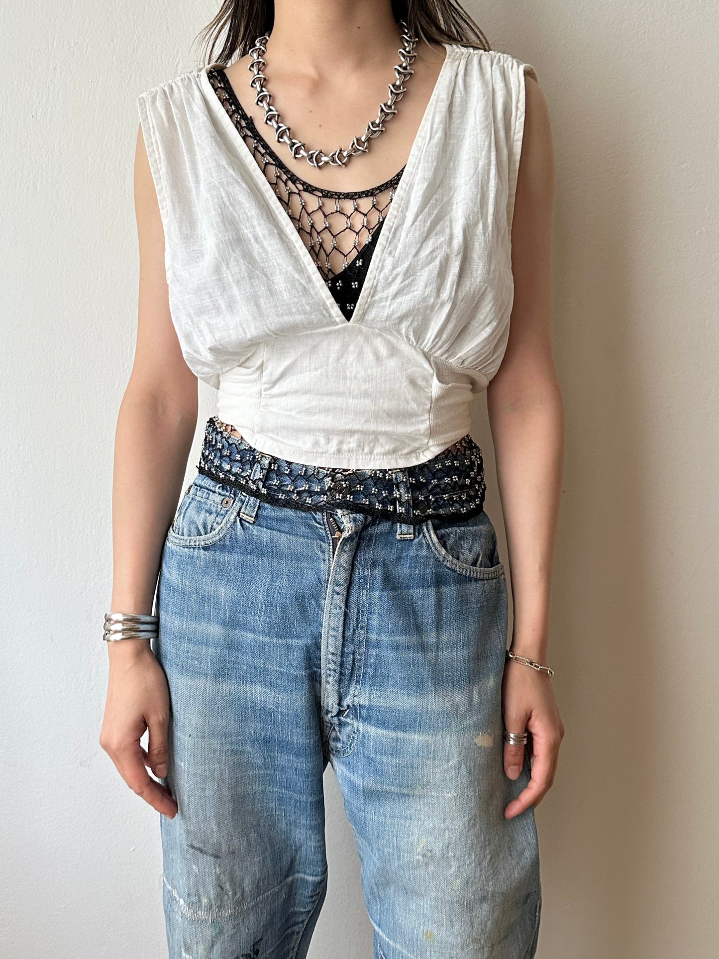 Cotton linen handmade vest