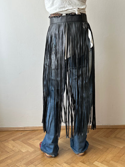 Great Britain leather belt fringe skirt