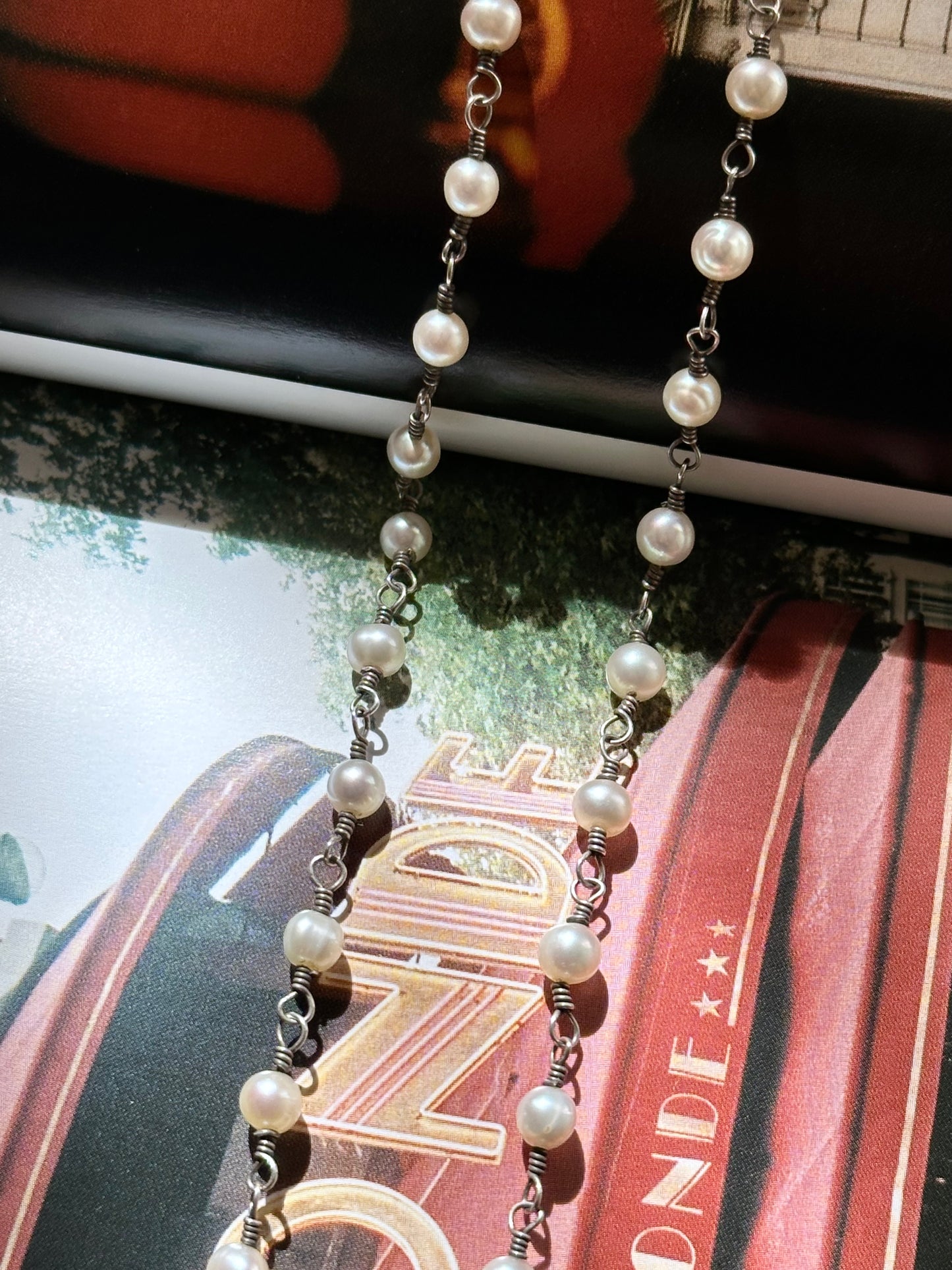 925 pearl wired necklace