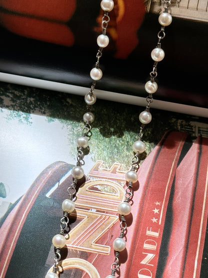 925 pearl wired necklace