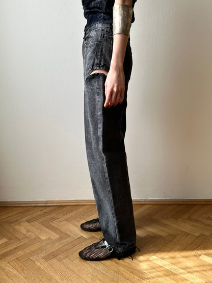 Thigh slash black denim W26