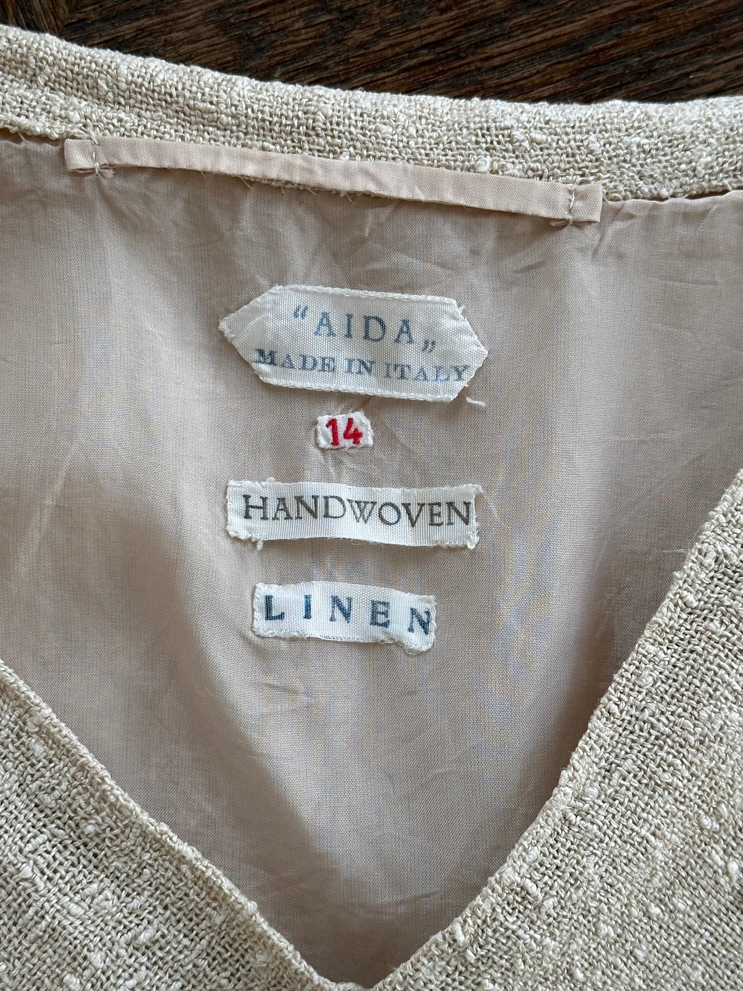 Vintage Italy handwoven linen vest