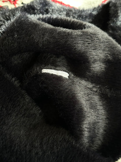 Black fur petals top