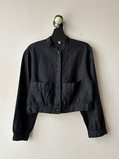 Superb black linen cropped shirt