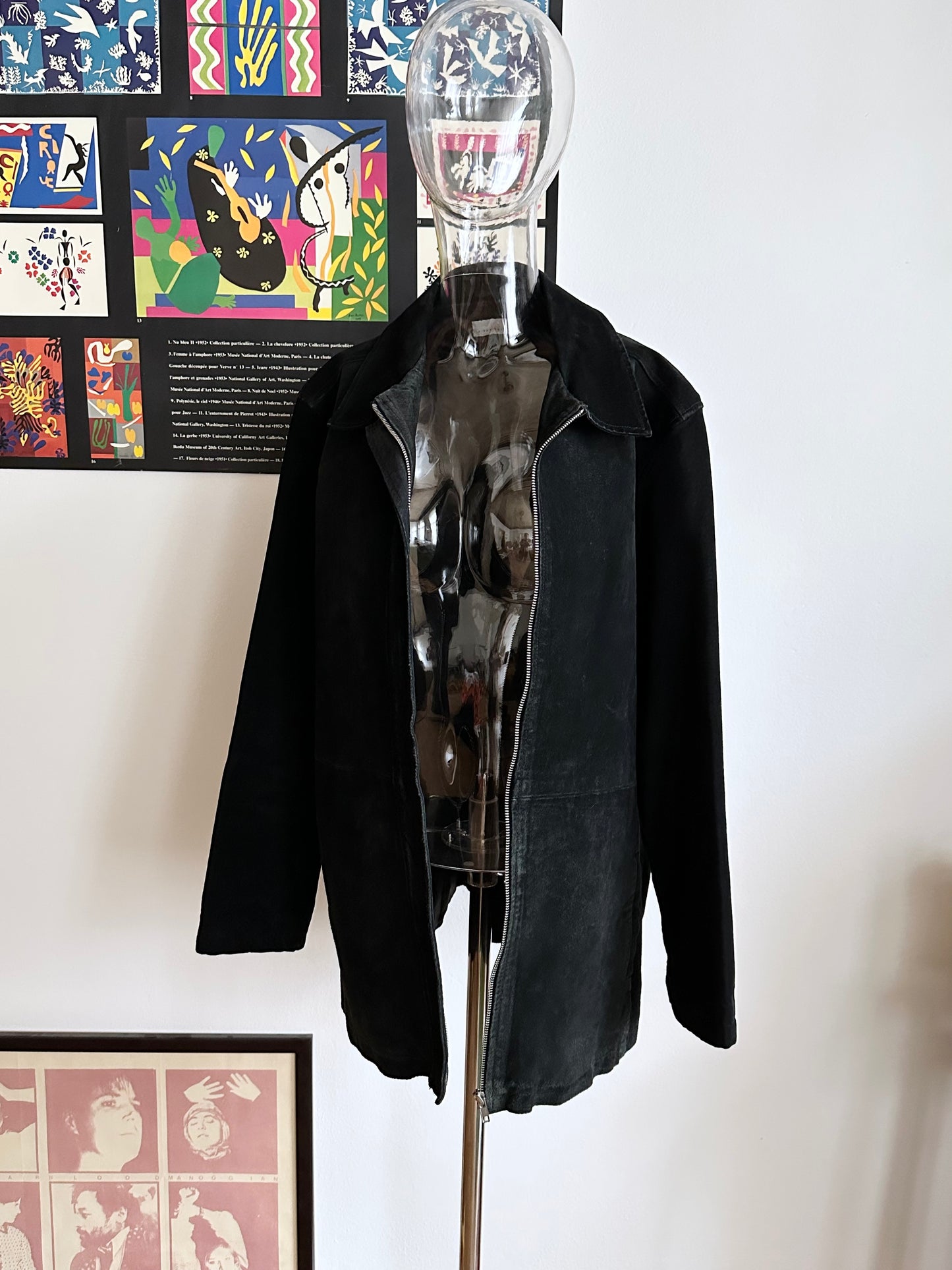 Black suede zip shirt jacket