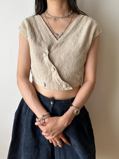 Vintage Italy handwoven linen vest