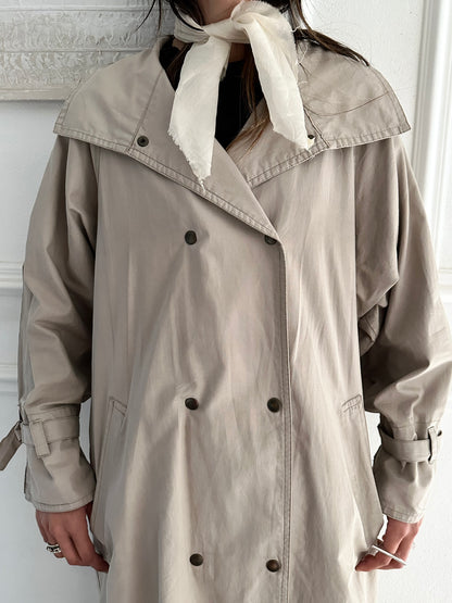 80s France double snap buttons cotton coat