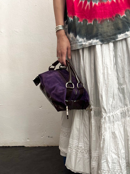Italy suede vinyl hand bag