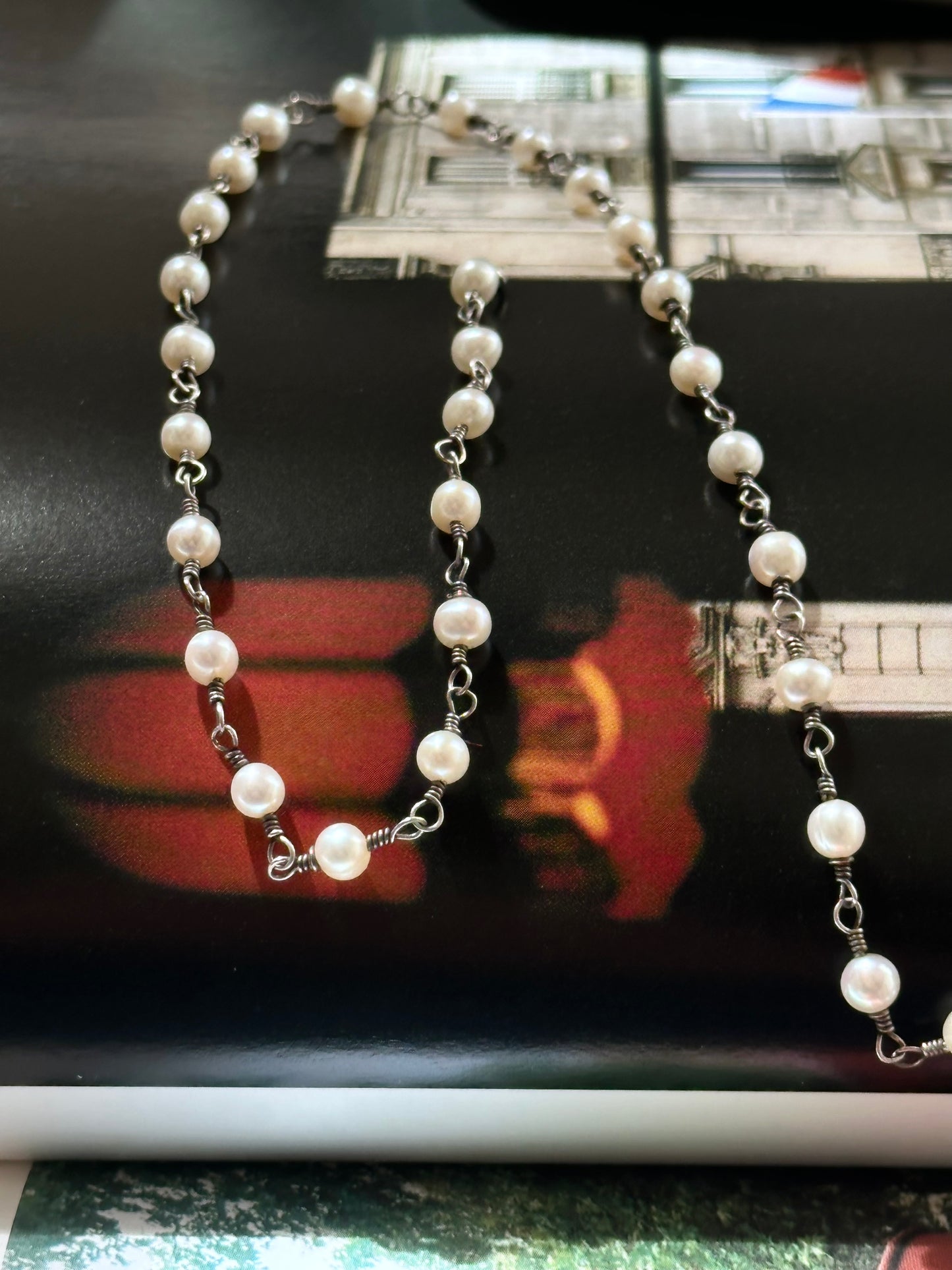 925 pearl wired necklace
