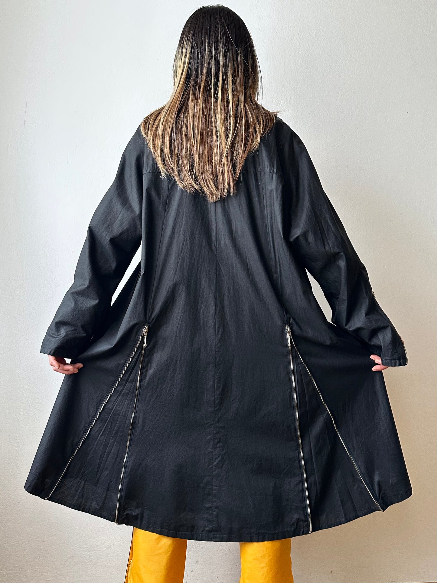 German black zip coat
