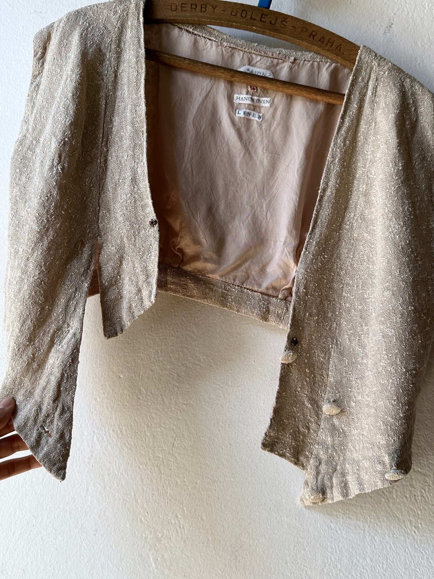 Vintage Italy handwoven linen vest