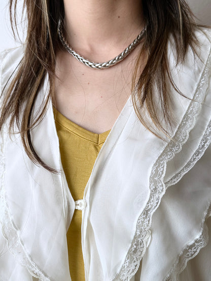Silver wheat chain necklace