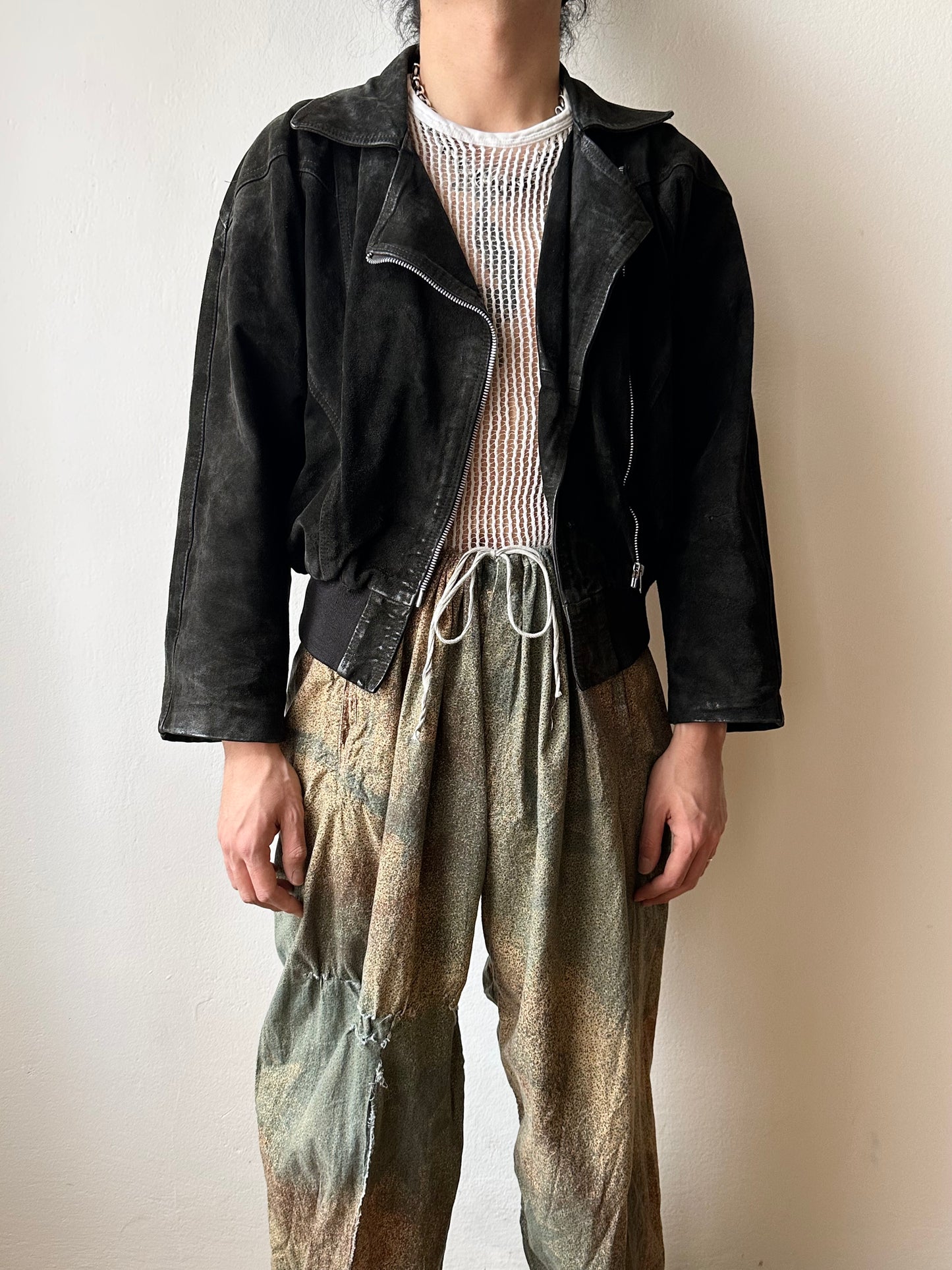 Black suede bikers blouson