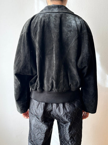 Black suede bikers blouson