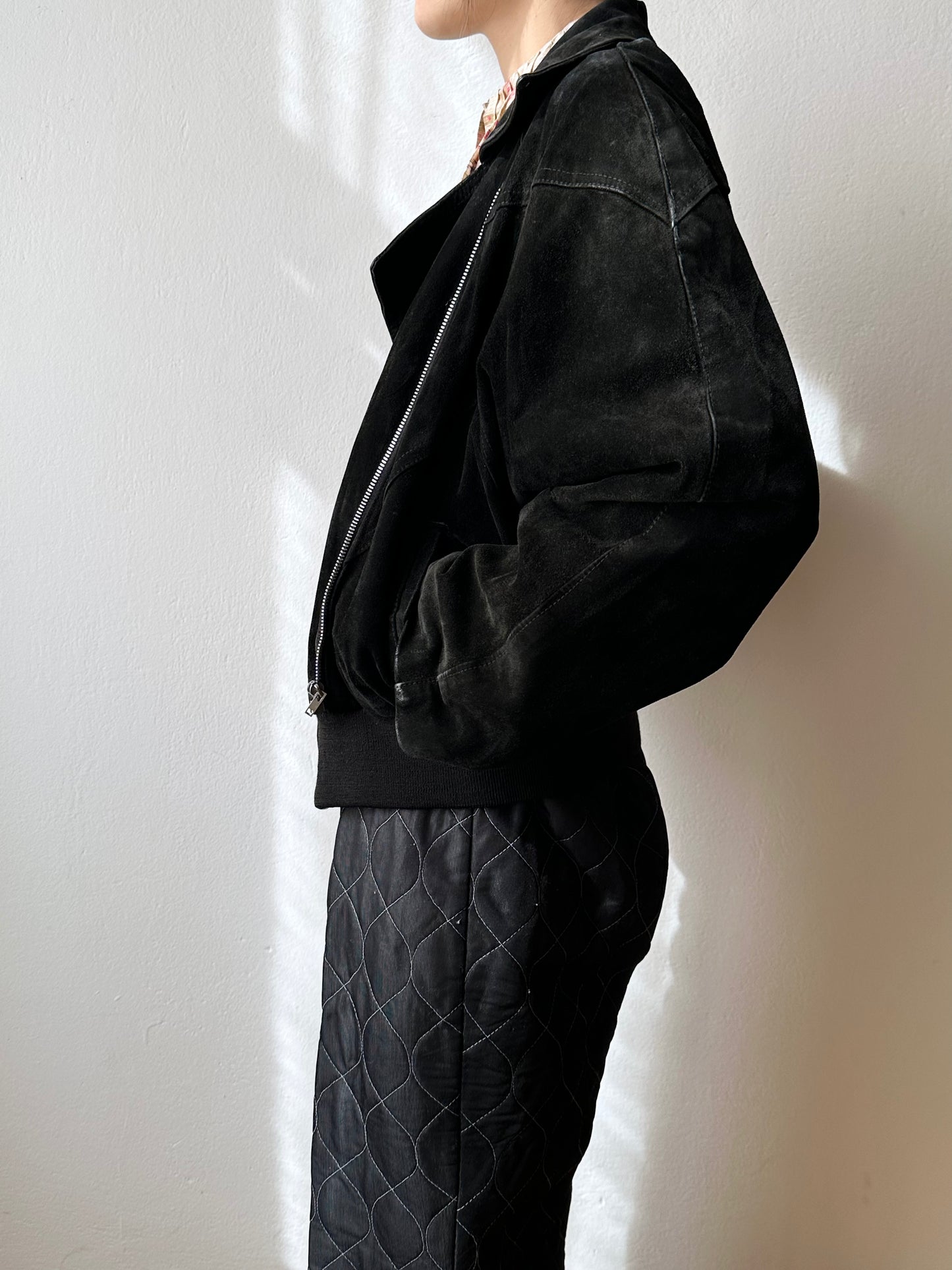 Black suede bikers blouson