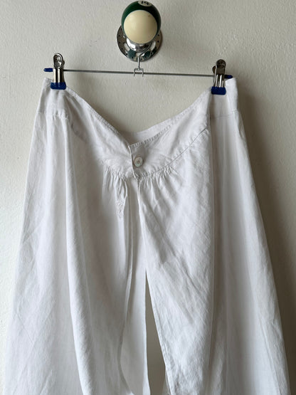 19th century cotton drawers with crochet hem