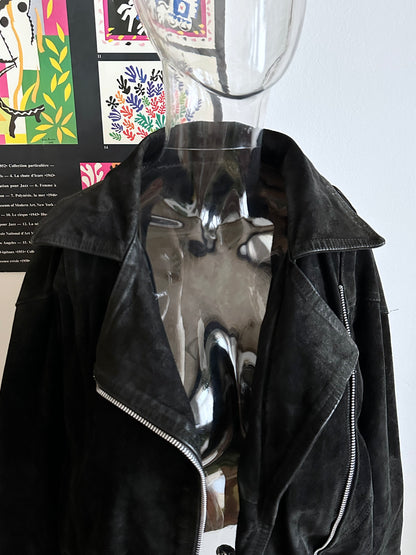 Black suede bikers blouson