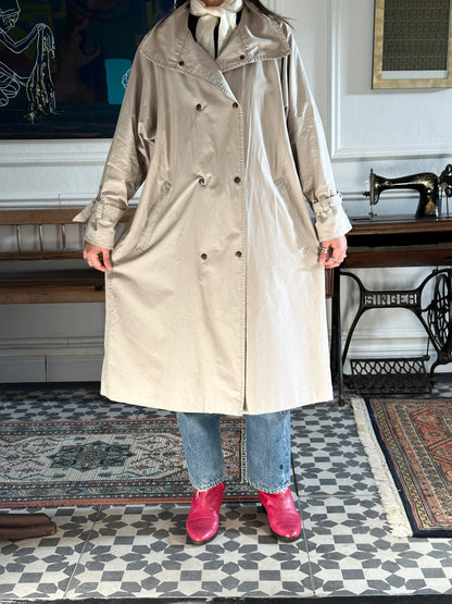 80s France double snap buttons cotton coat
