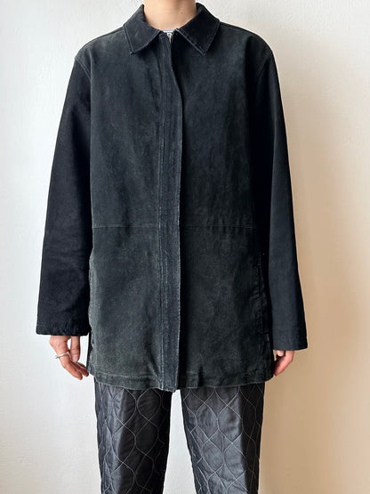Black suede zip shirt jacket