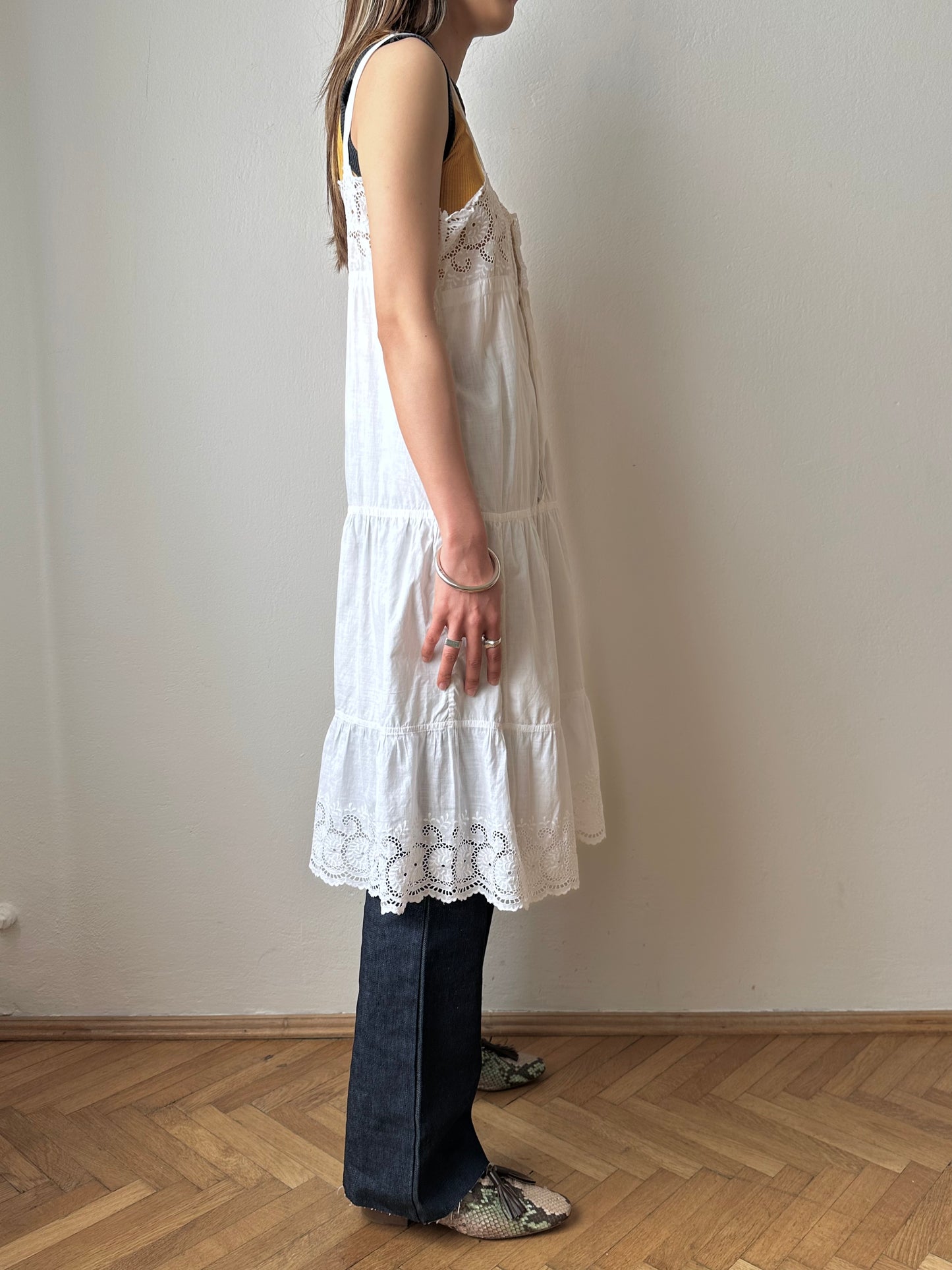 Antique cotton lace cami dress