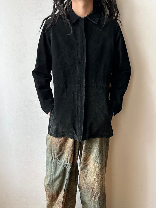 Black suede zip shirt jacket