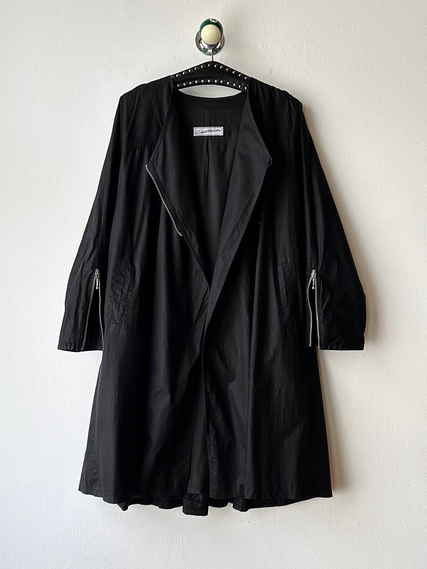 German black zip coat